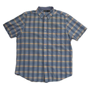 Nautica Mens Blue White Yellow Plaid Shirt Button Down Short Sleeve Cotton XL